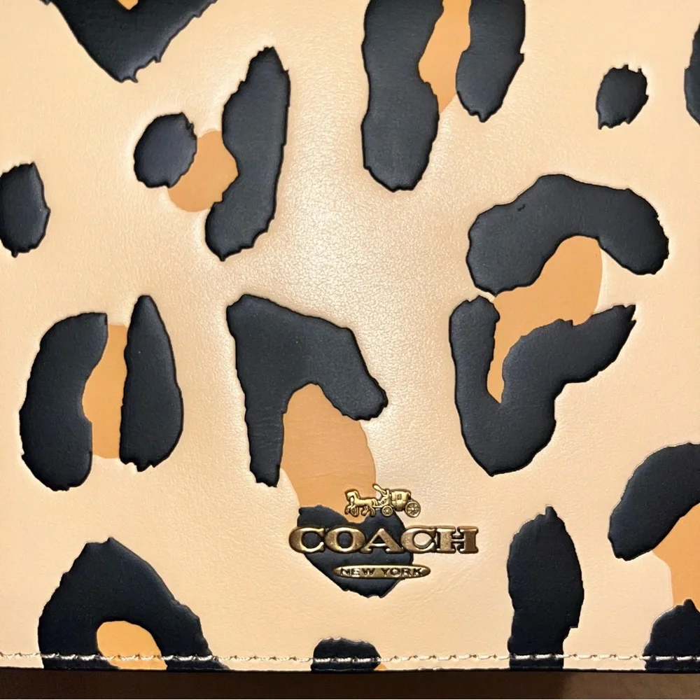 Coach Callie Foldover‎ Chain Clutch Leopard Print